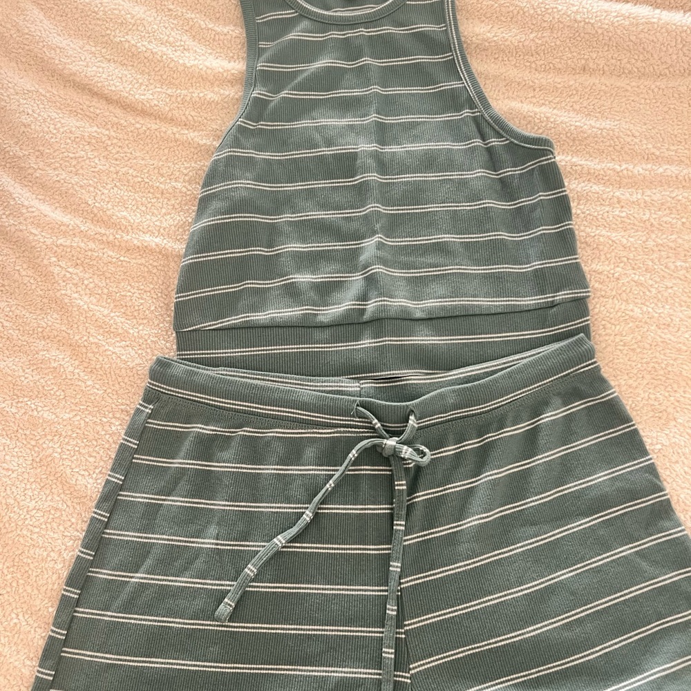 Colsie Teal Striped Pajama Set